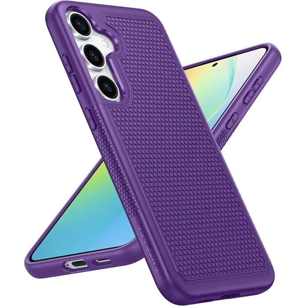 FNTCASE Samsung Galaxy S24 Dual Layer Rugged Non-Slip Textured 6.2inch Purple